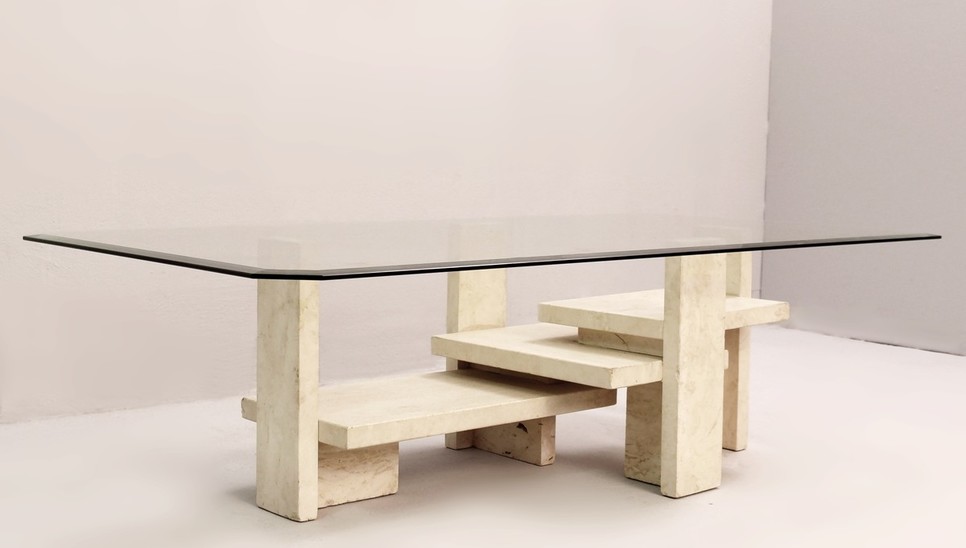 Brutalist Travertine Coffee Table From Willy Ballez -Belgium 1970