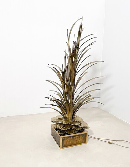 Bulrush and Water Lilies Floor Lamp by Maison Jansen, France, 1970s