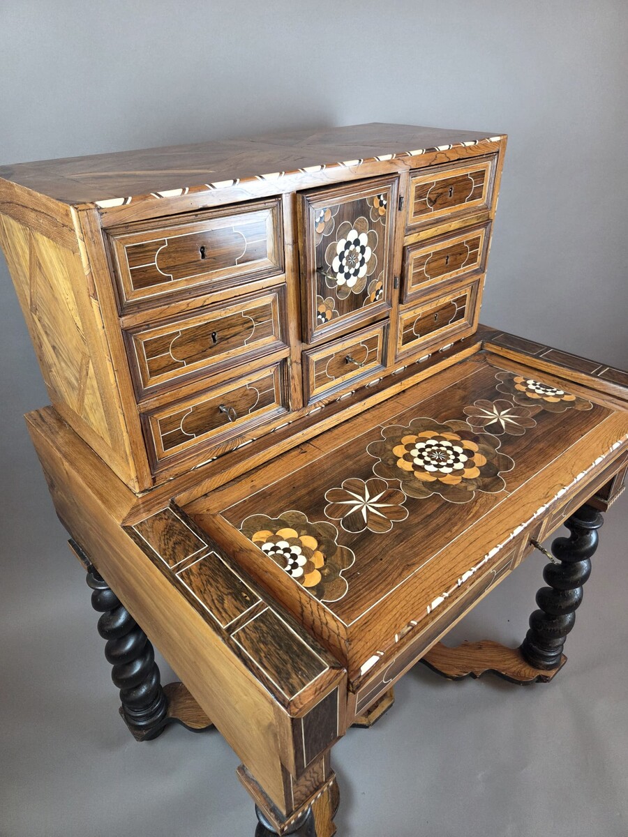cabinet, walnut and mahogany, Bone ornamentation, Flanders late 18th