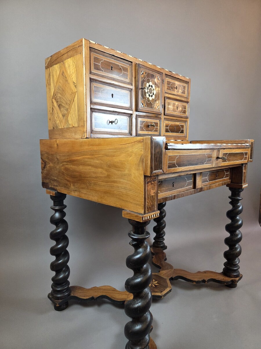 cabinet, walnut and mahogany, Bone ornamentation, Flanders late 18th