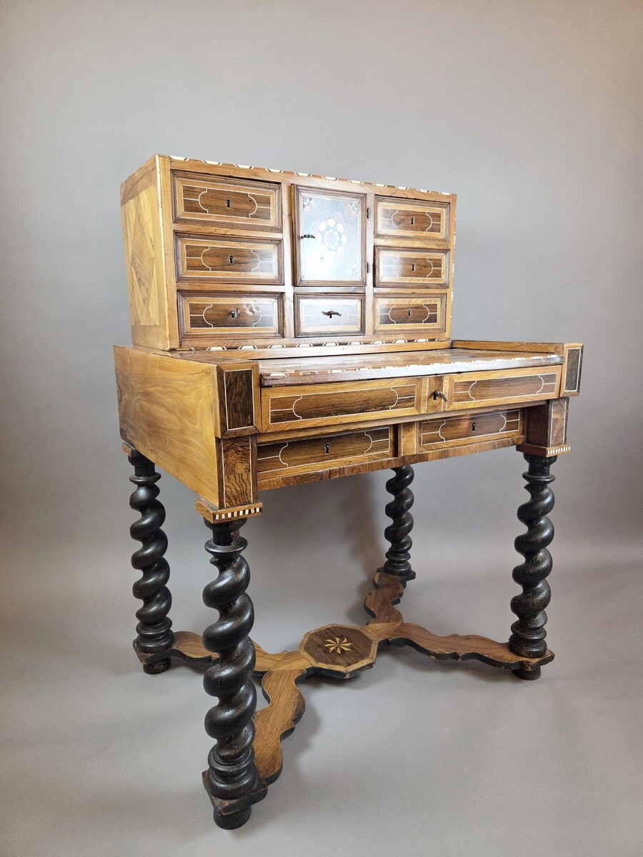 cabinet, walnut and mahogany, Bone ornamentation, Flanders late 18th