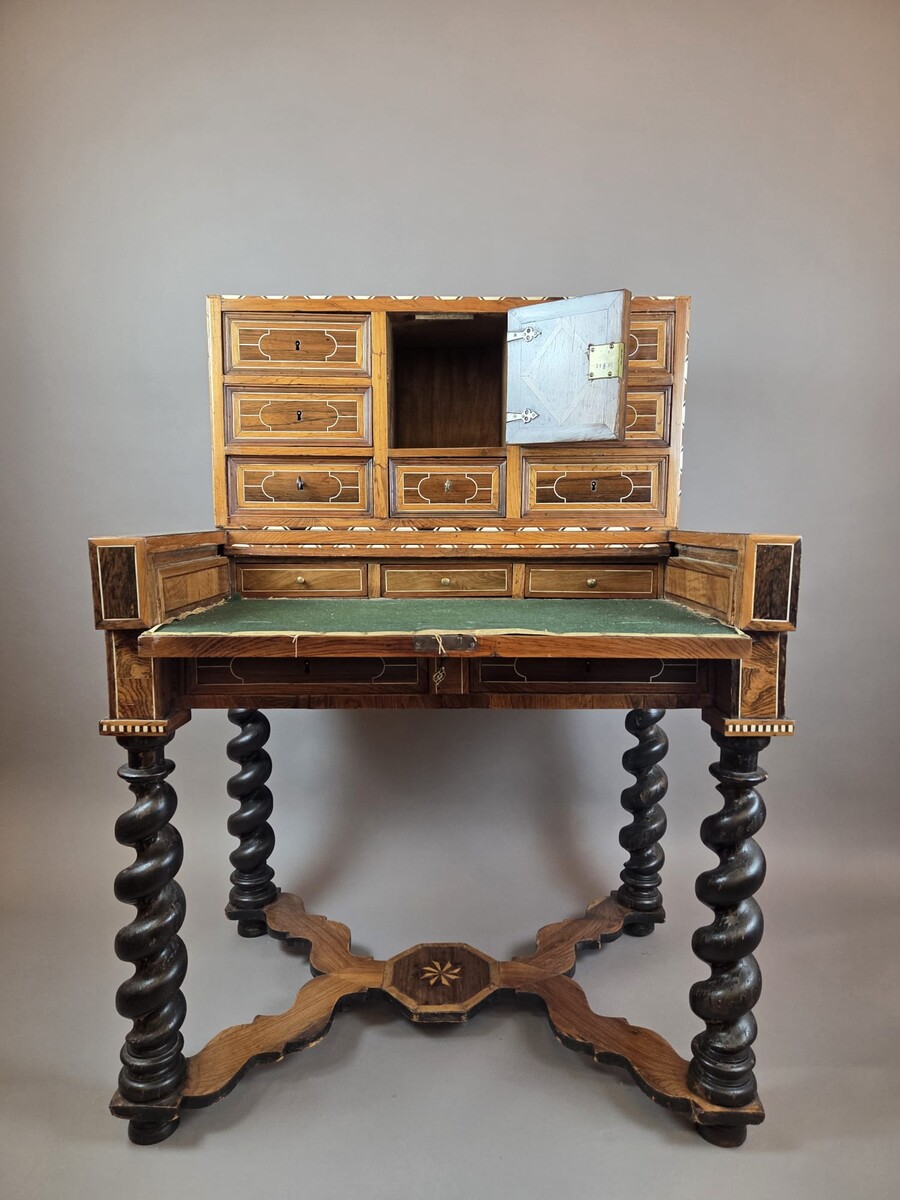 cabinet, walnut and mahogany, Bone ornamentation, Flanders late 18th