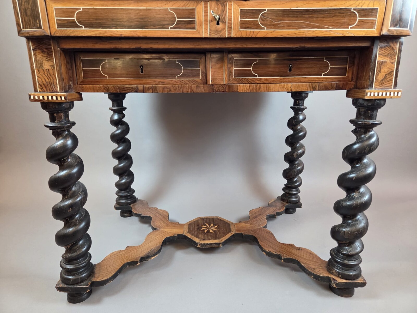 cabinet, walnut and mahogany, Bone ornamentation, Flanders late 18th