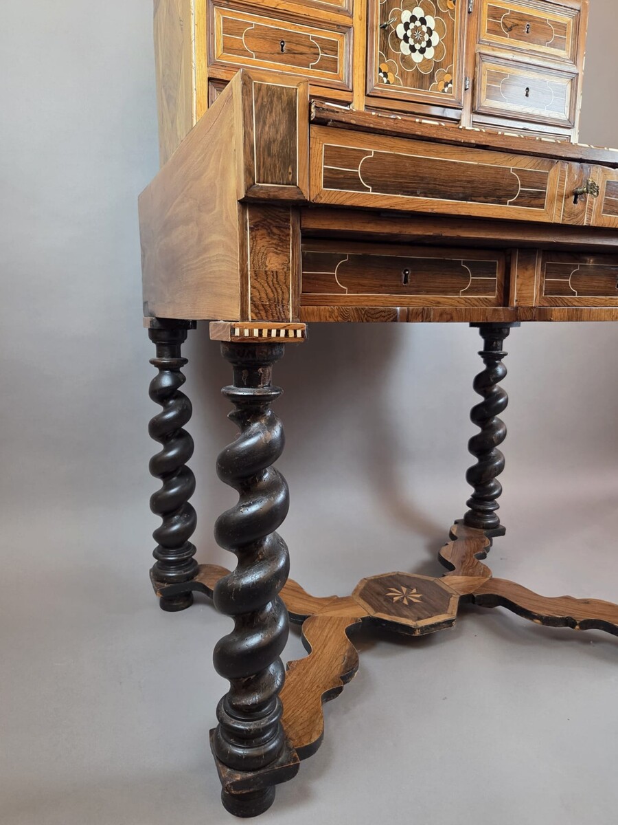 cabinet, walnut and mahogany, Bone ornamentation, Flanders late 18th