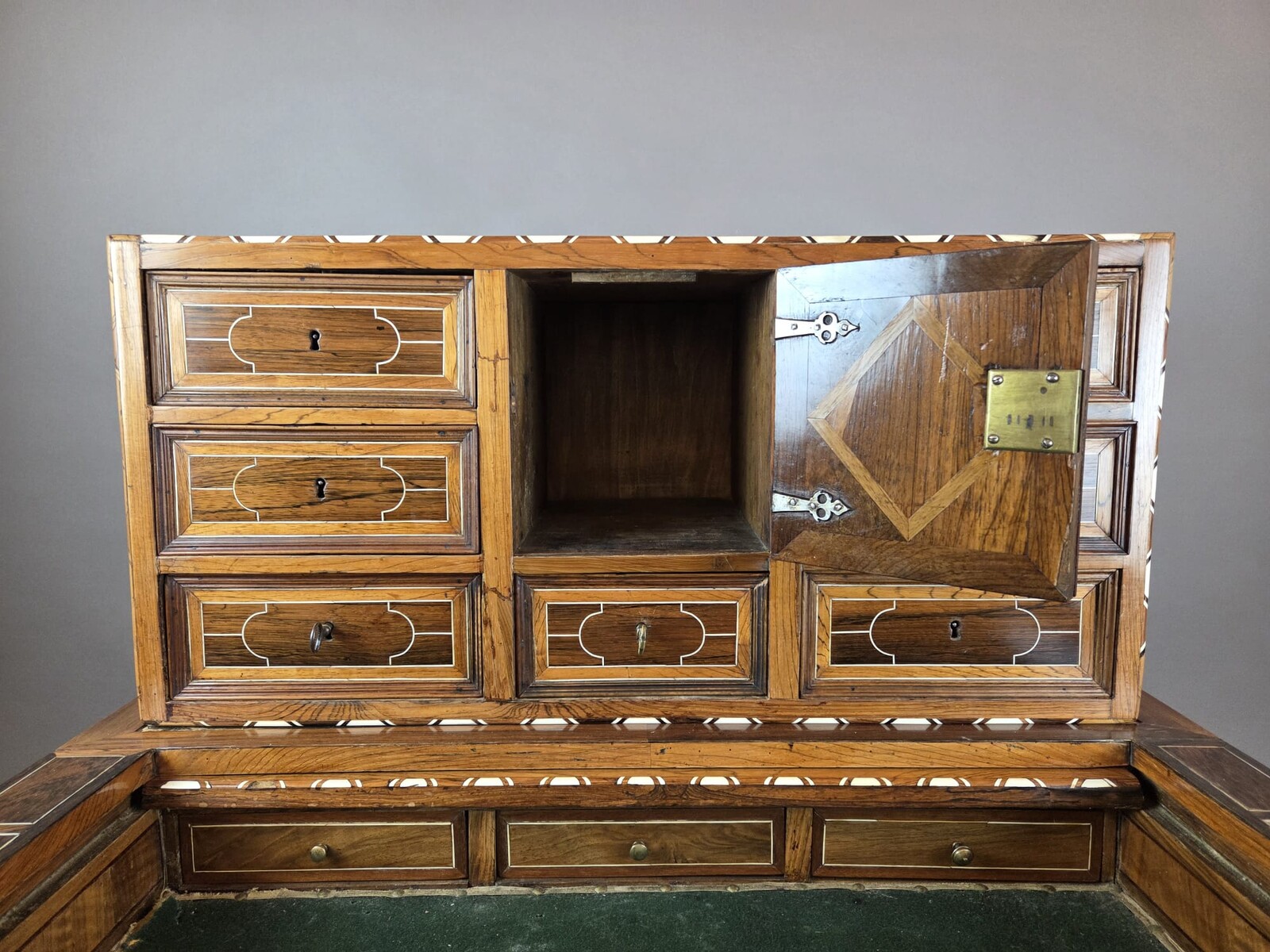 cabinet, walnut and mahogany, Bone ornamentation, Flanders late 18th