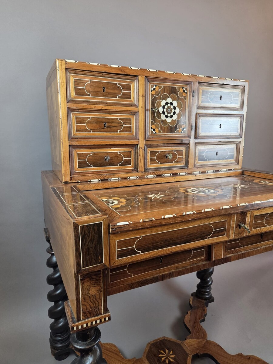 cabinet, walnut and mahogany, Bone ornamentation, Flanders late 18th