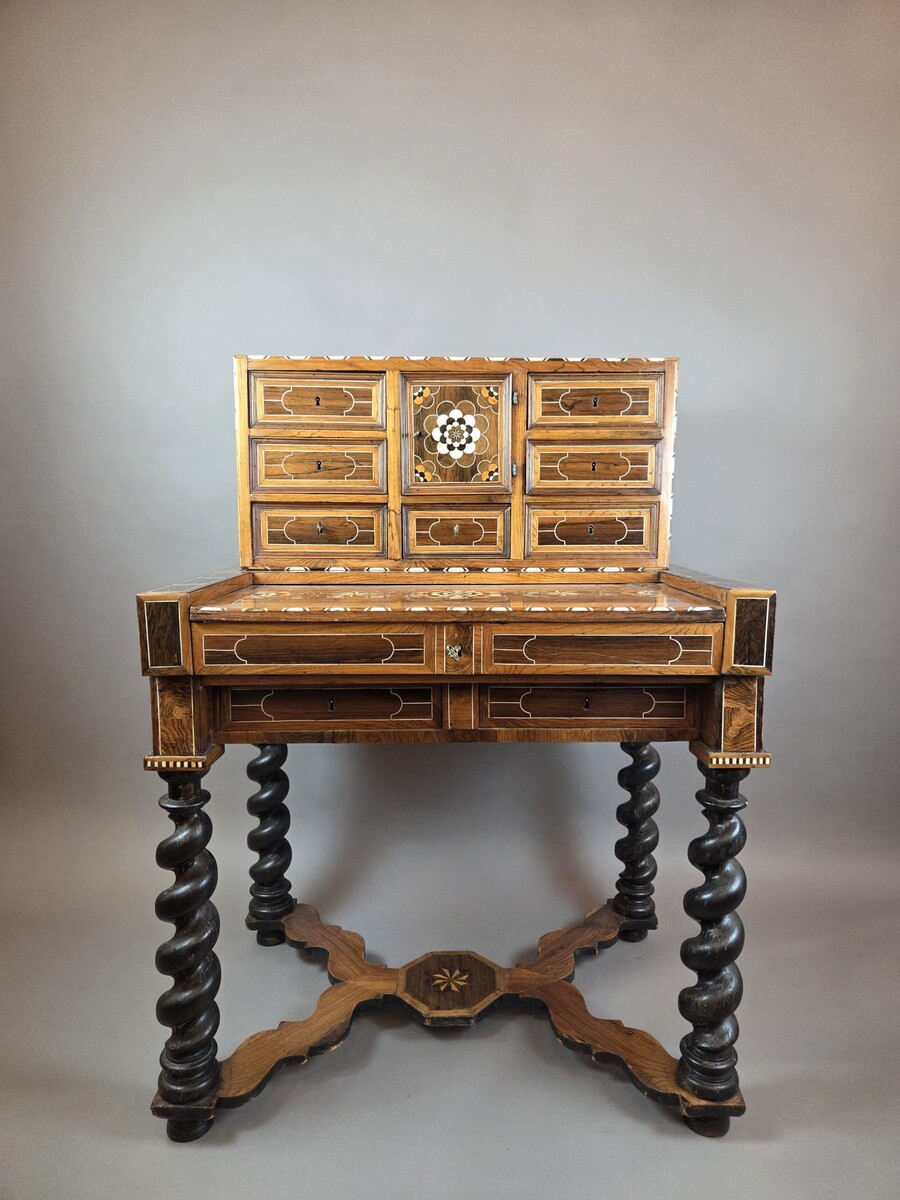 cabinet, walnut and mahogany, Bone ornamentation, Flanders late 18th
