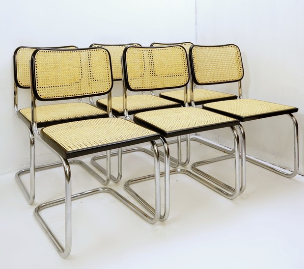 Cane And Chrome Chairs - Set Of 8 - 1970s Italy