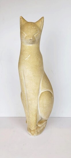 Cat Plaster Sculpture Signed J Nam, Pseudonym Of Jacques Lehmann (1881-1974) - Paris