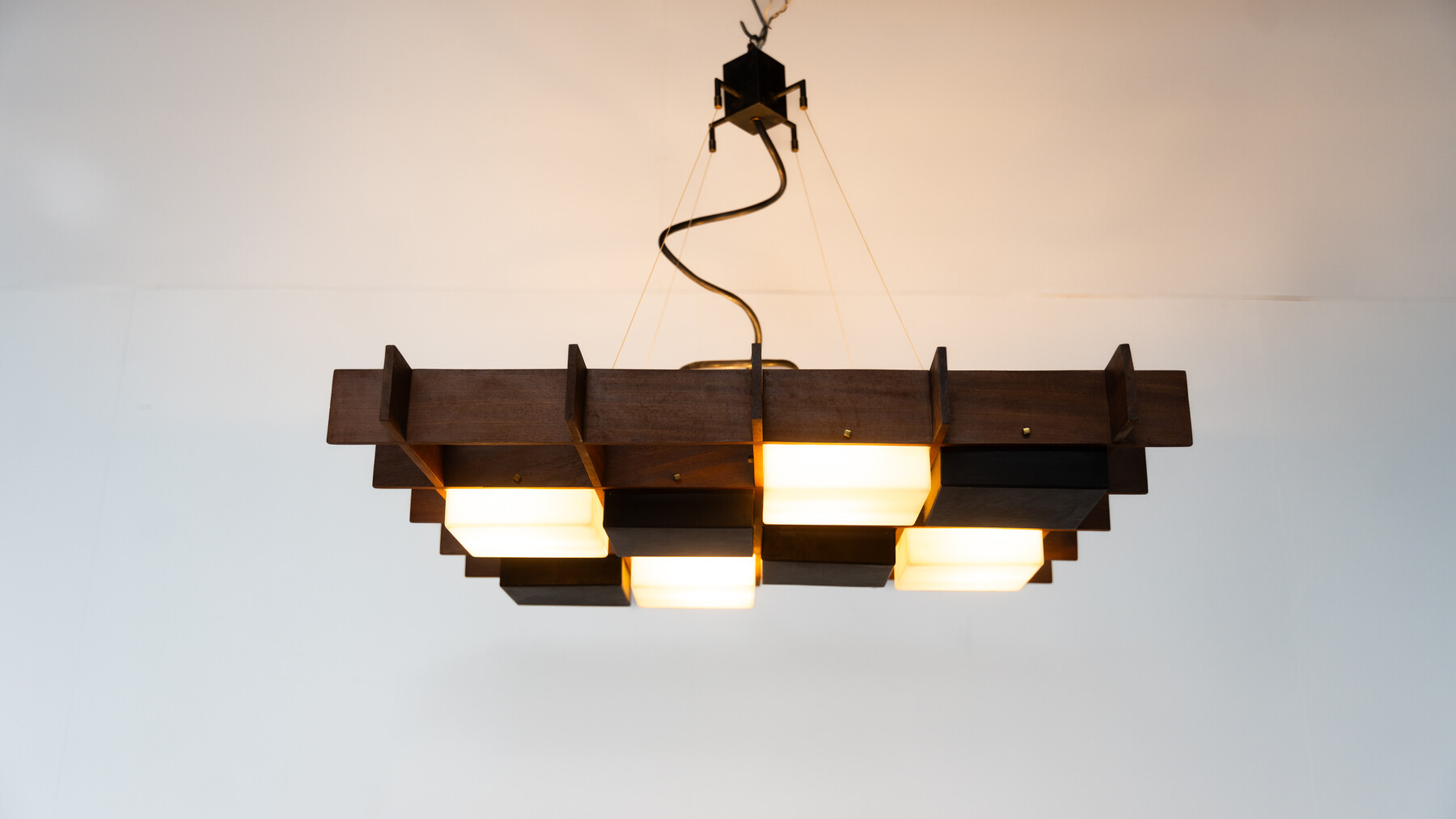Ceiling Light by Angelo Brotto for Esperia, Wood and Plexiglass, Italy, 1950s
