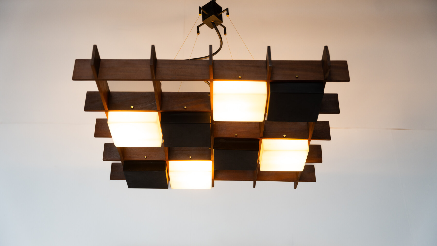 Ceiling Light by Angelo Brotto for Esperia, Wood and Plexiglass, Italy, 1950s