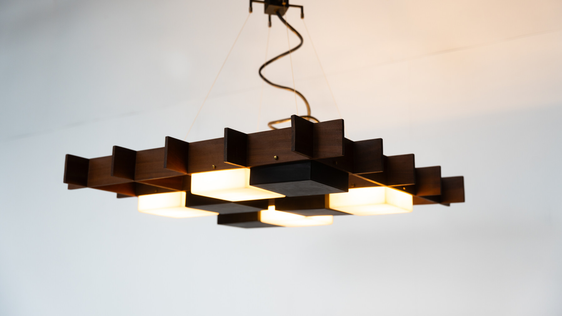 Ceiling Light by Angelo Brotto for Esperia, Wood and Plexiglass, Italy, 1950s