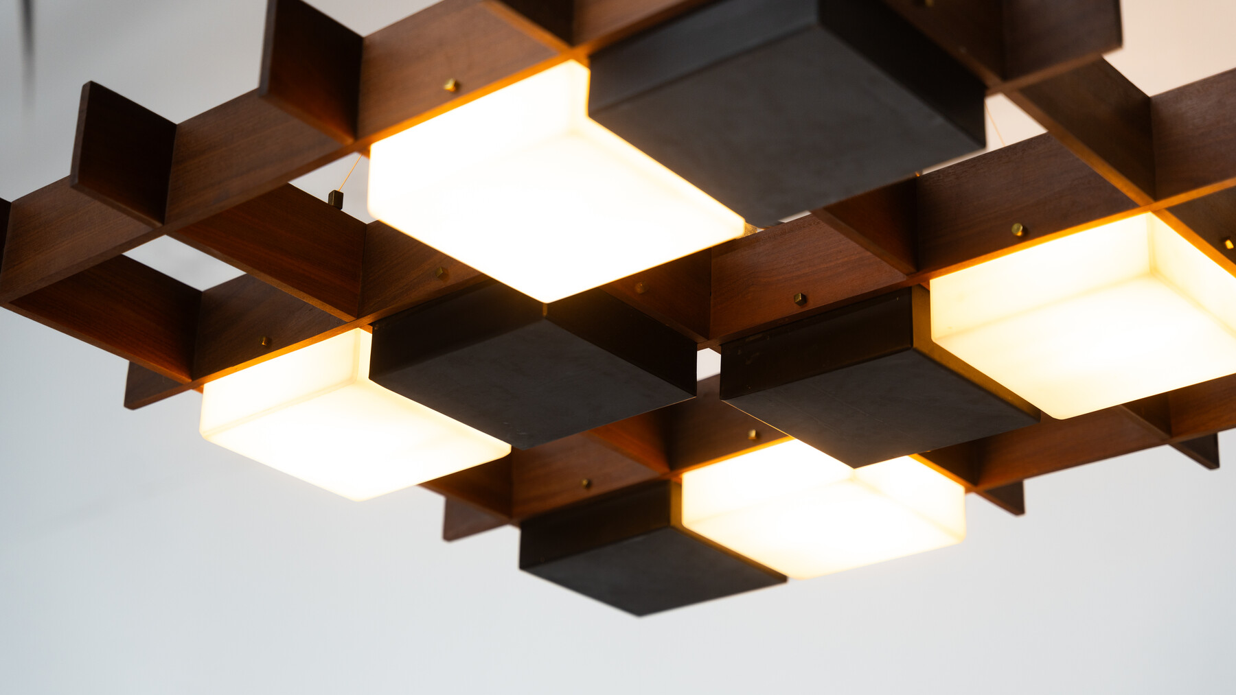 Ceiling Light by Angelo Brotto for Esperia, Wood and Plexiglass, Italy, 1950s