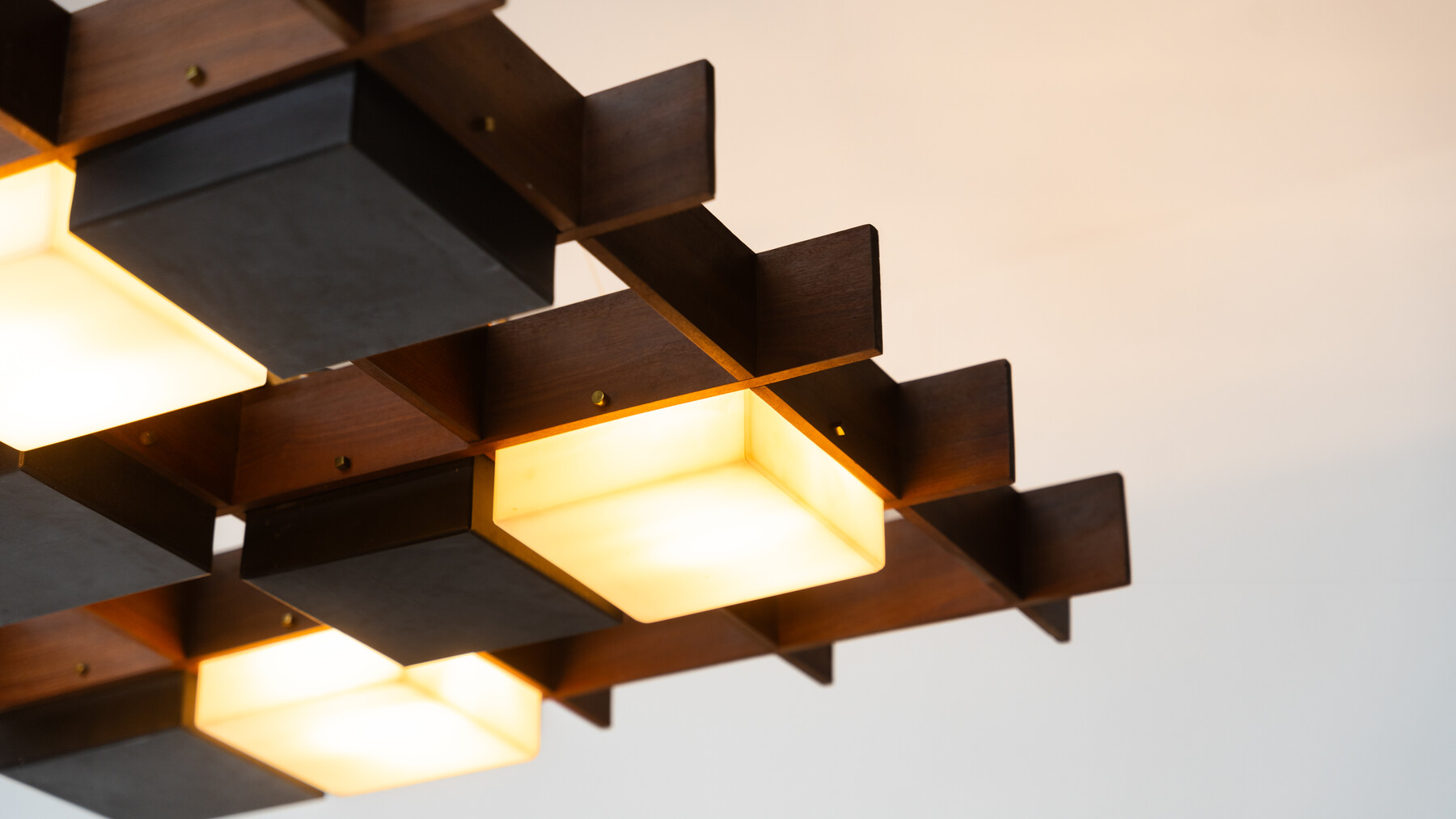 Ceiling Light by Angelo Brotto for Esperia, Wood and Plexiglass, Italy, 1950s