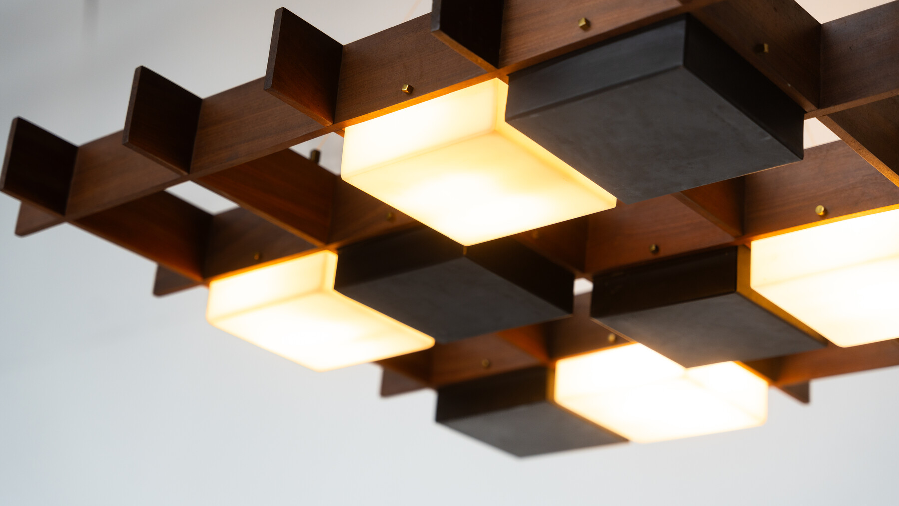 Ceiling Light by Angelo Brotto for Esperia, Wood and Plexiglass, Italy, 1950s