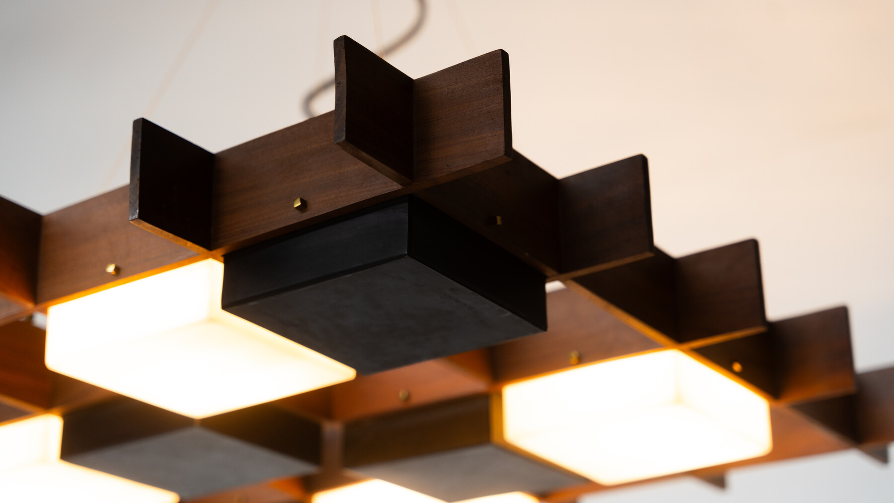 Ceiling Light by Angelo Brotto for Esperia, Wood and Plexiglass, Italy, 1950s