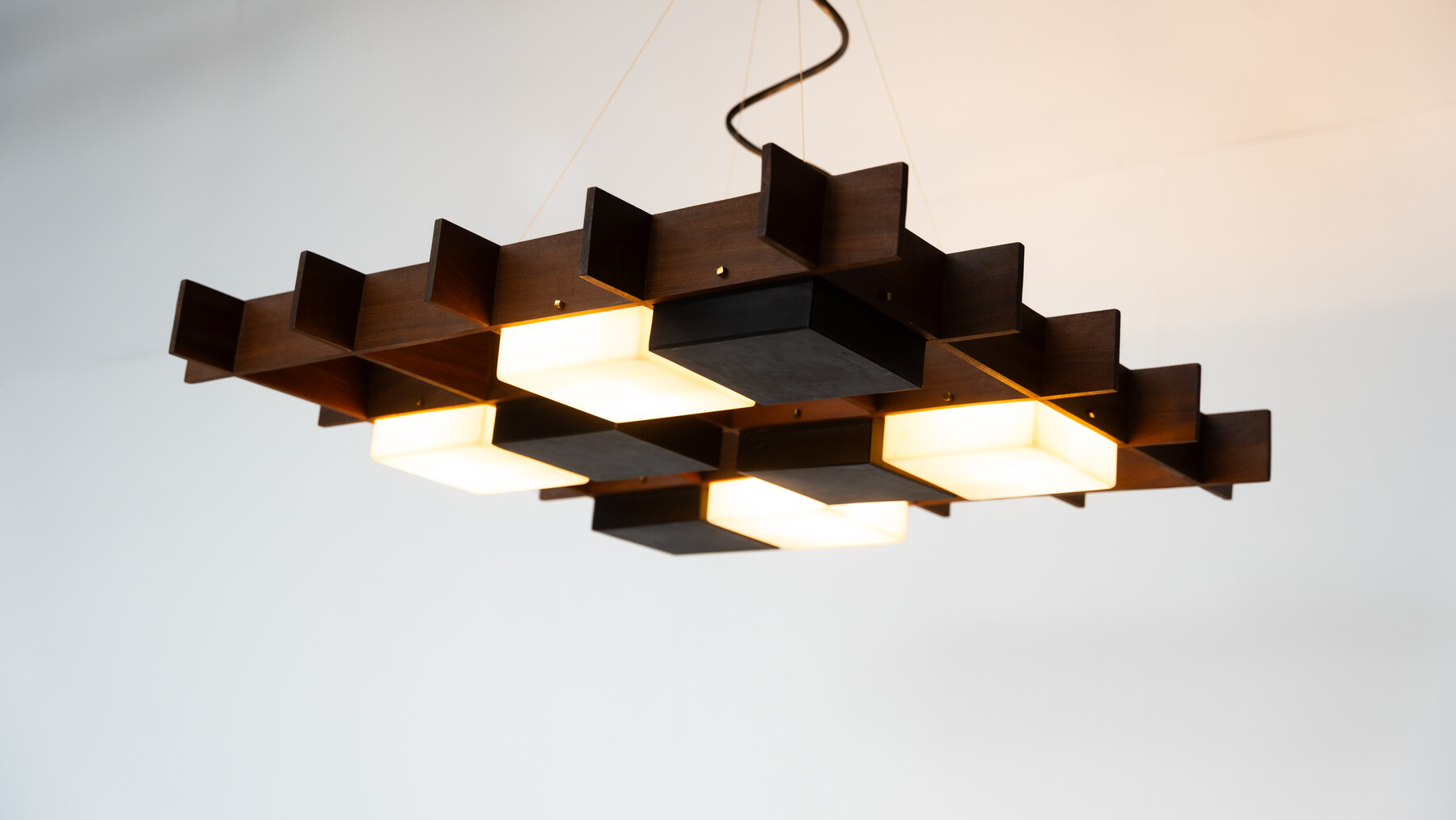 Ceiling Light by Angelo Brotto for Esperia, Wood and Plexiglass, Italy, 1950s