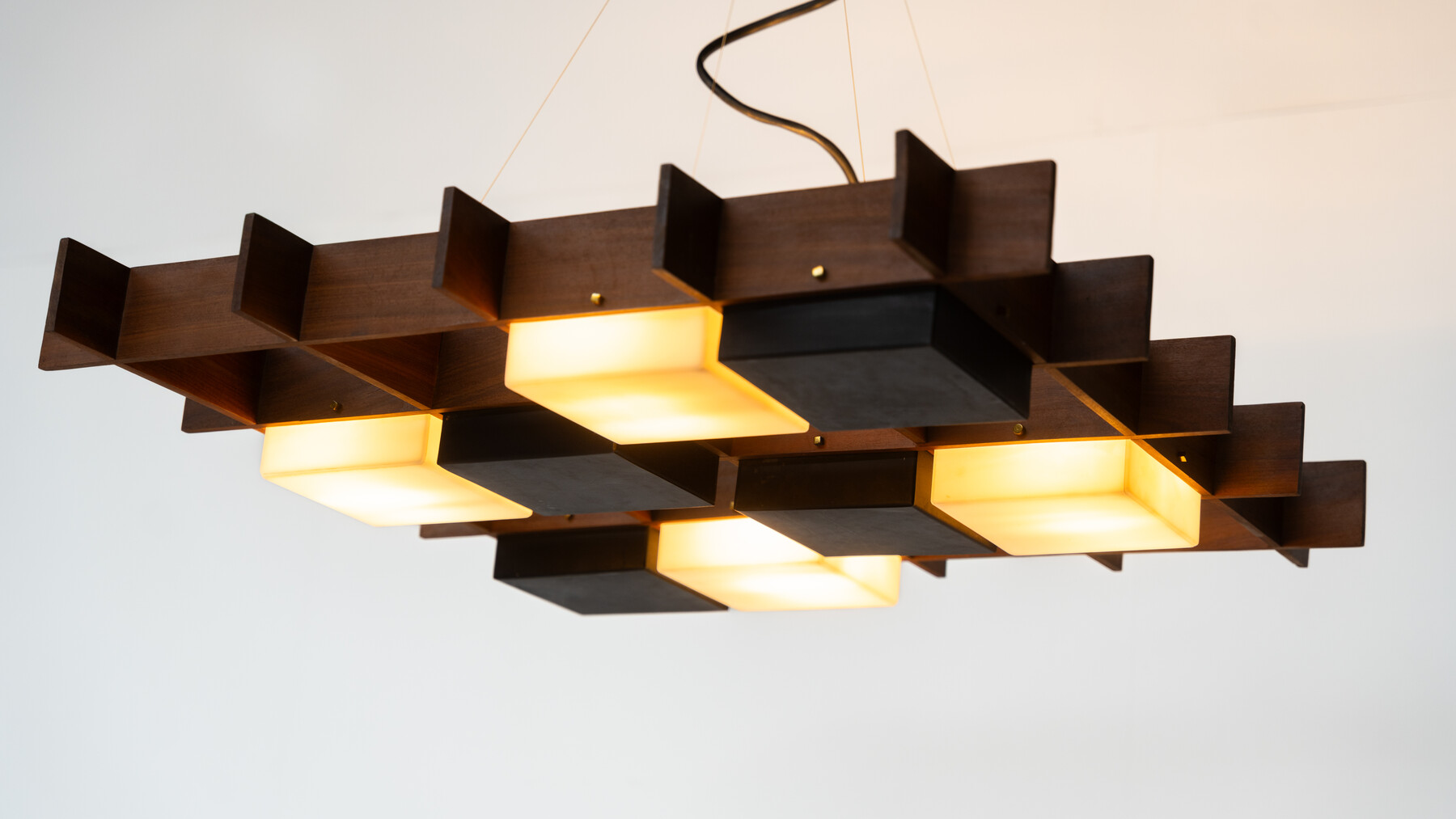 Ceiling Light by Angelo Brotto for Esperia, Wood and Plexiglass, Italy, 1950s
