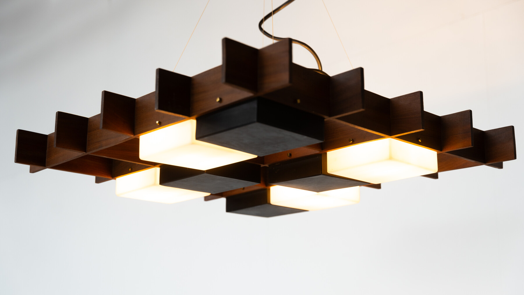 Ceiling Light by Angelo Brotto for Esperia, Wood and Plexiglass, Italy, 1950s