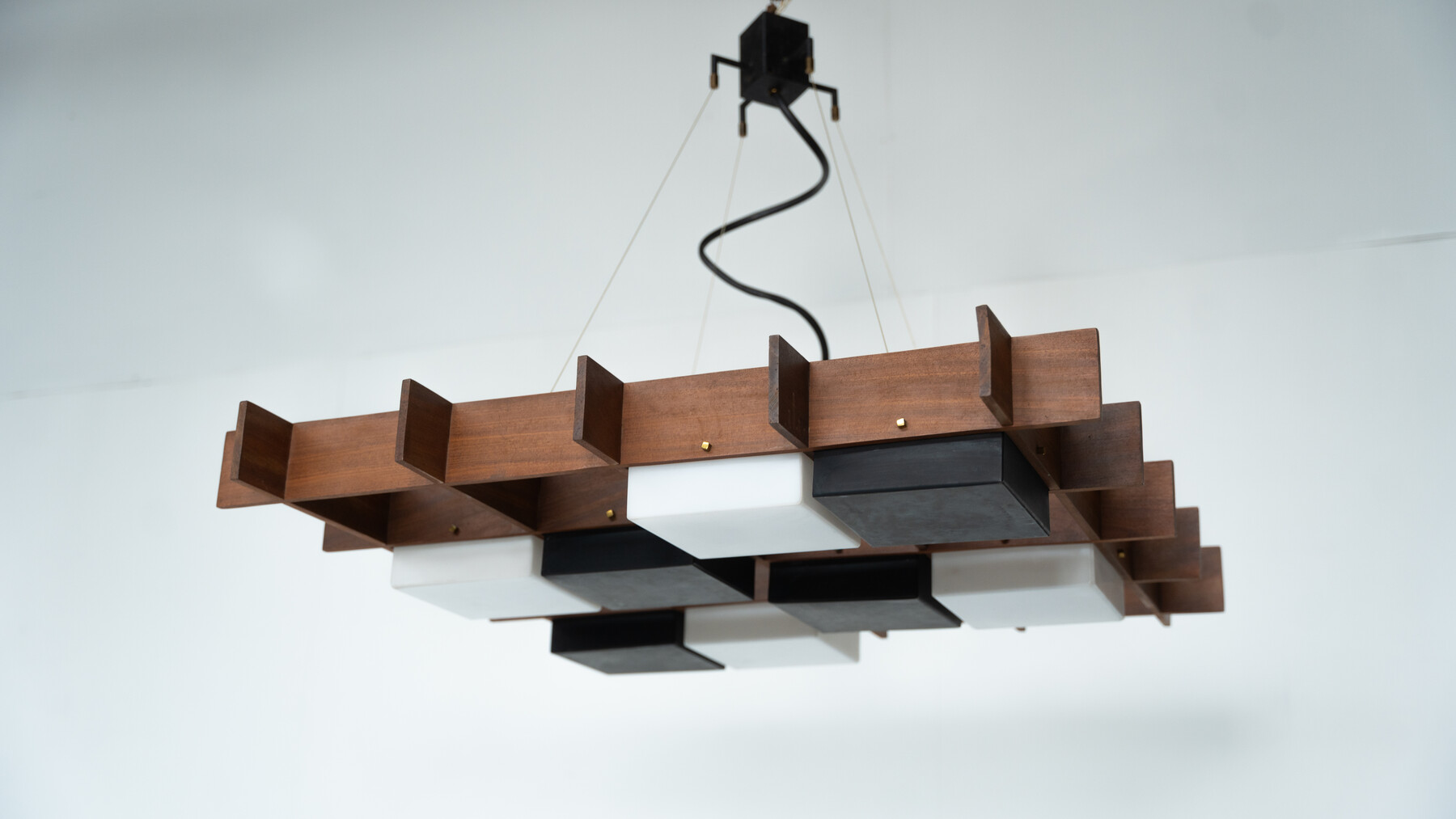 Ceiling Light by Angelo Brotto for Esperia, Wood and Plexiglass, Italy, 1950s
