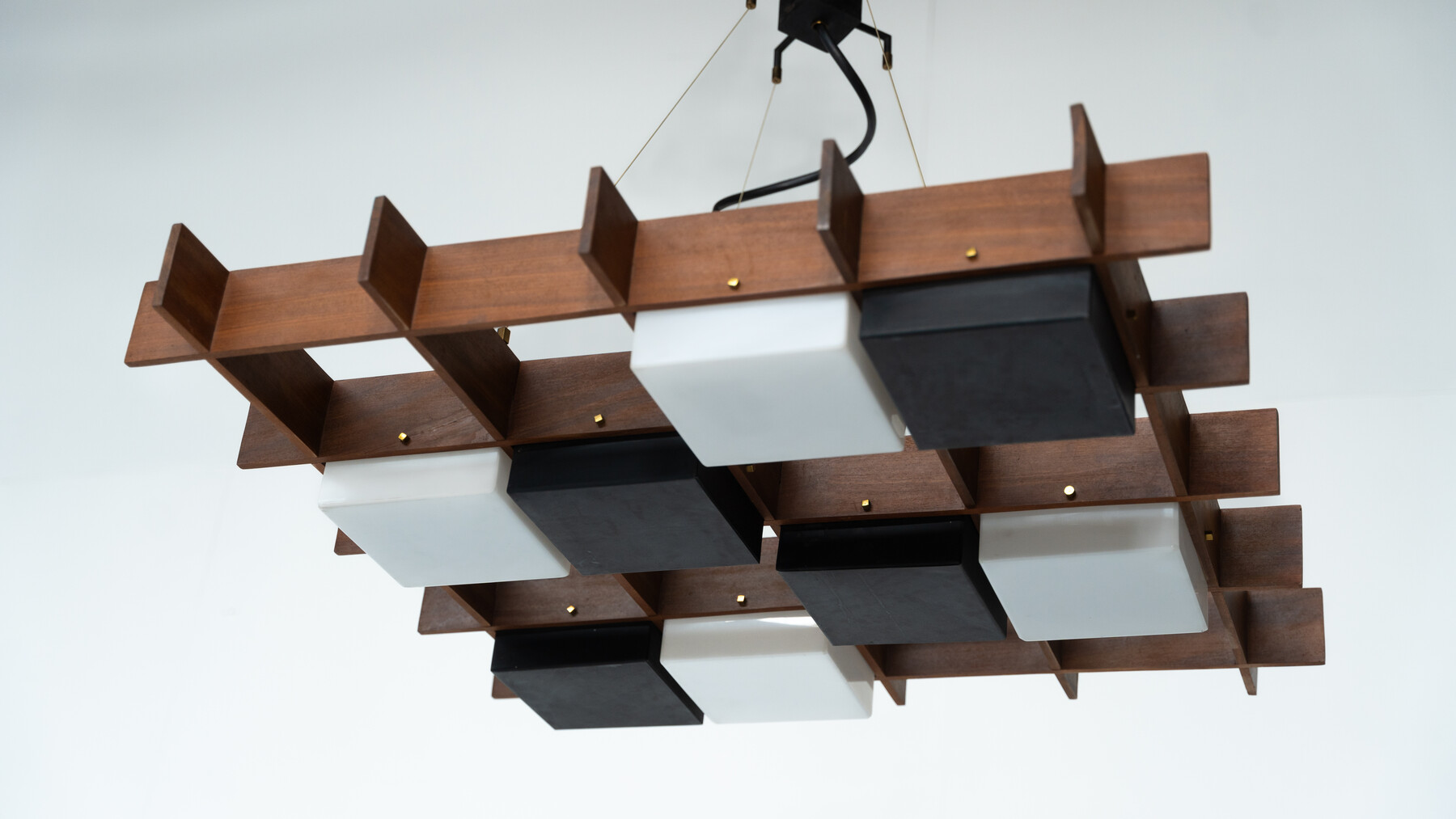 Ceiling Light by Angelo Brotto for Esperia, Wood and Plexiglass, Italy, 1950s