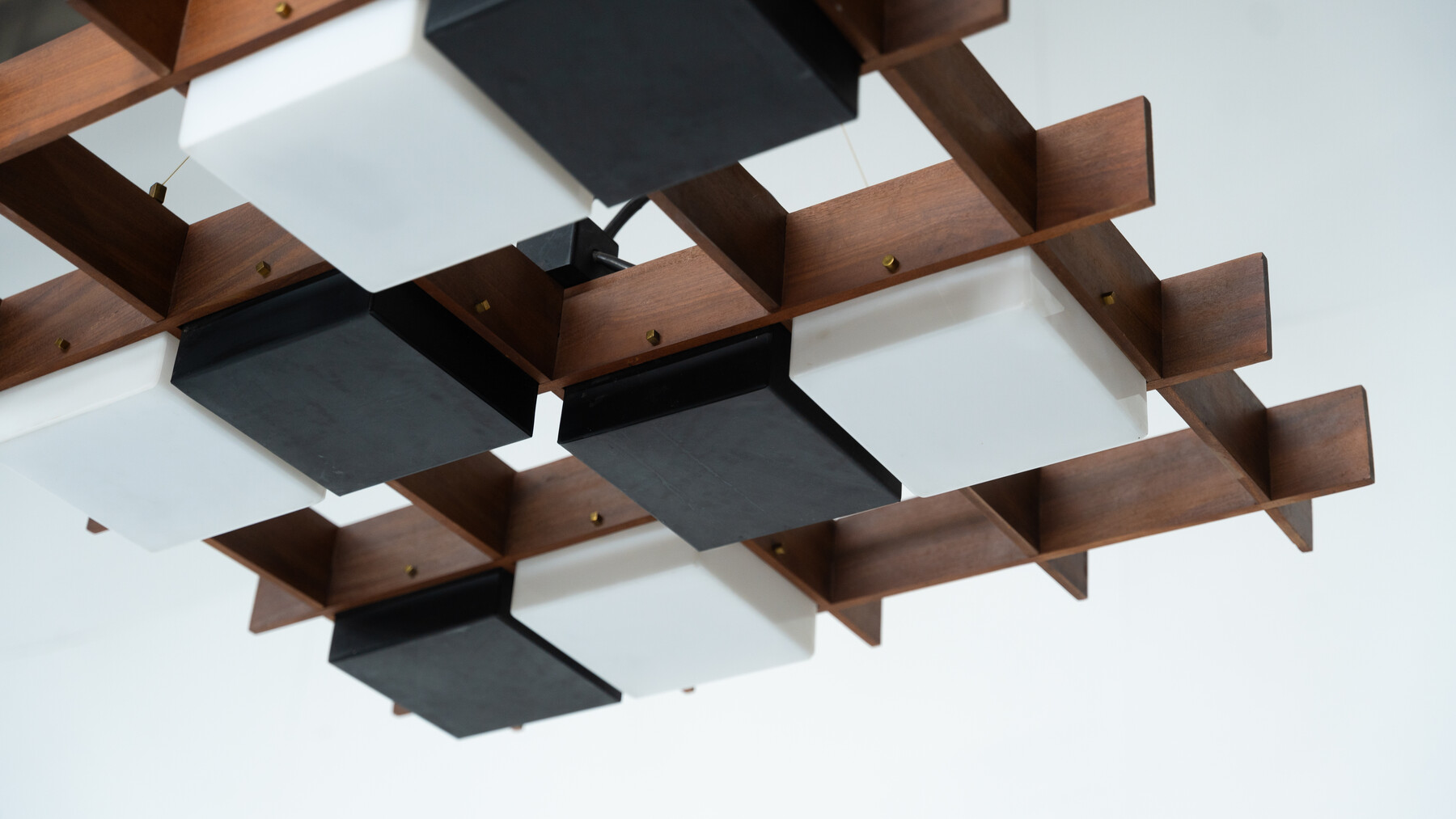 Ceiling Light by Angelo Brotto for Esperia, Wood and Plexiglass, Italy, 1950s