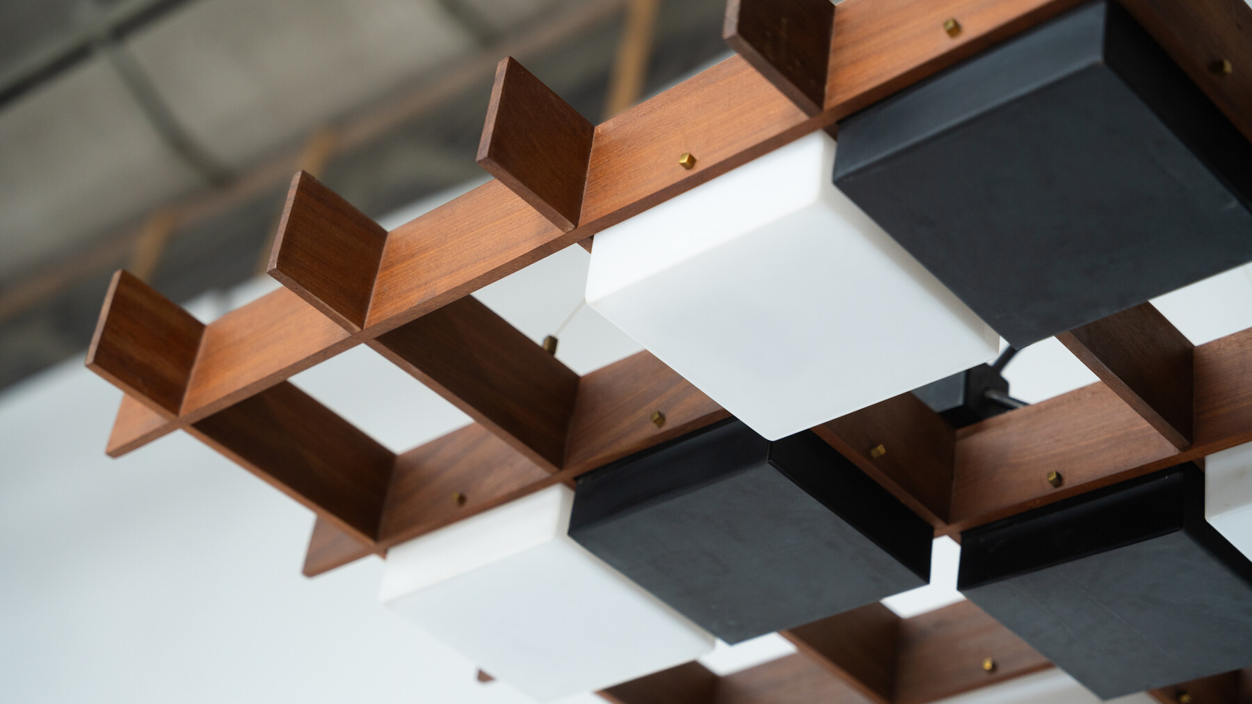 Ceiling Light by Angelo Brotto for Esperia, Wood and Plexiglass, Italy, 1950s