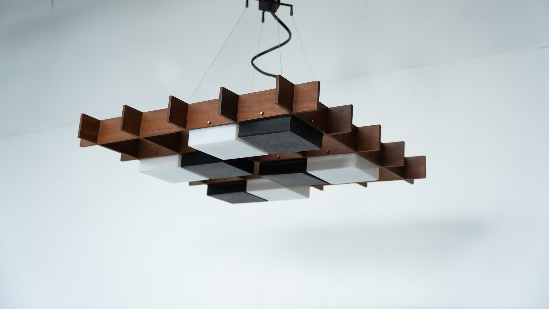 Ceiling Light by Angelo Brotto for Esperia, Wood and Plexiglass, Italy, 1950s
