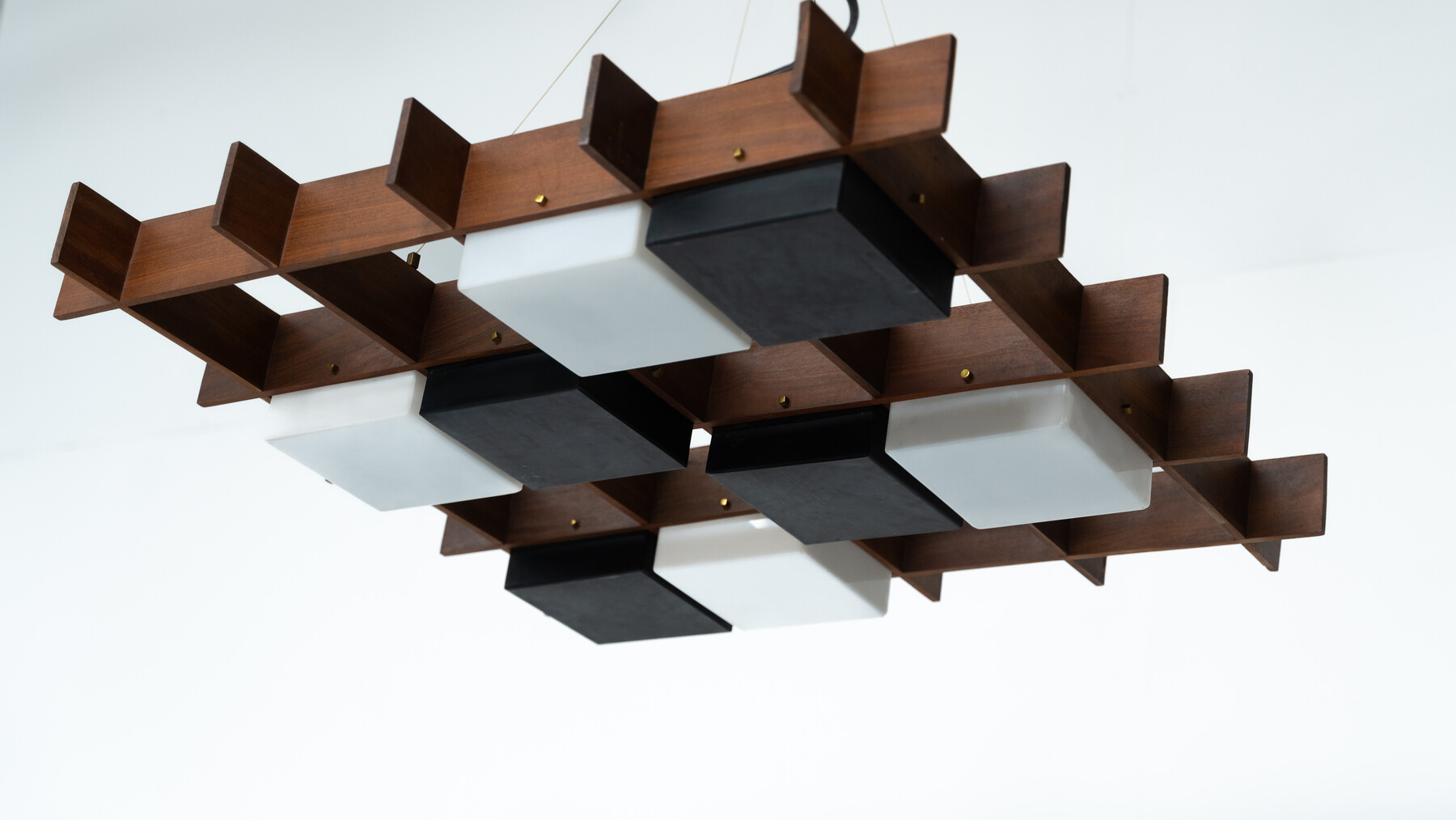 Ceiling Light by Angelo Brotto for Esperia, Wood and Plexiglass, Italy, 1950s