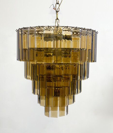 Chandelier With Smoked Glass Plates, 1970s