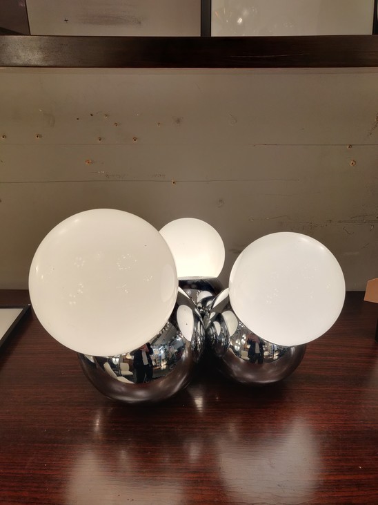 Chrome and Opaline Desk Lamp, Italy, 1970s