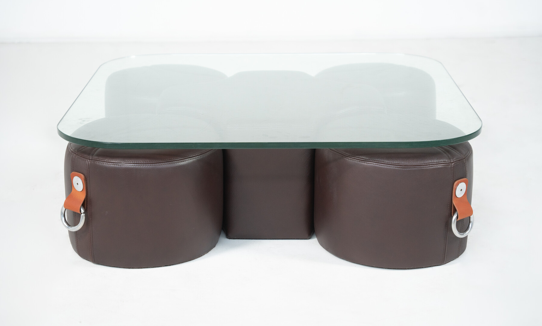 Coffee Table and 4 Stools by Guido Faleschini, Leather, 1970s