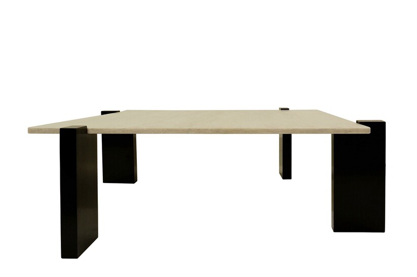 Coffee table by Oscar Niemeyer for Tepperman Brasile,1970s - Aegean marble top and ebonised wood legs