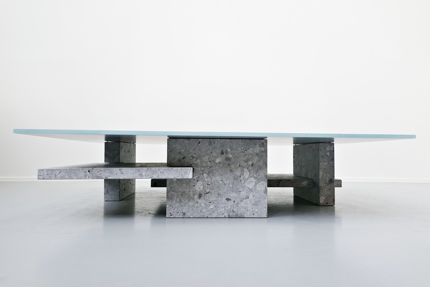 Coffee Table, Ceppo di gre and Glass, designed by Iceberg Studio