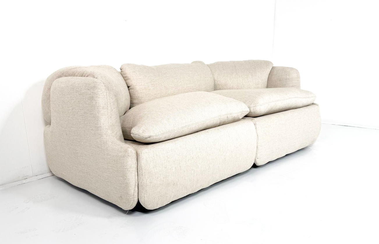Confidential Sofa by Alberto Rosselli for Saporiti, Italy,1970s - New Beige Upholstery