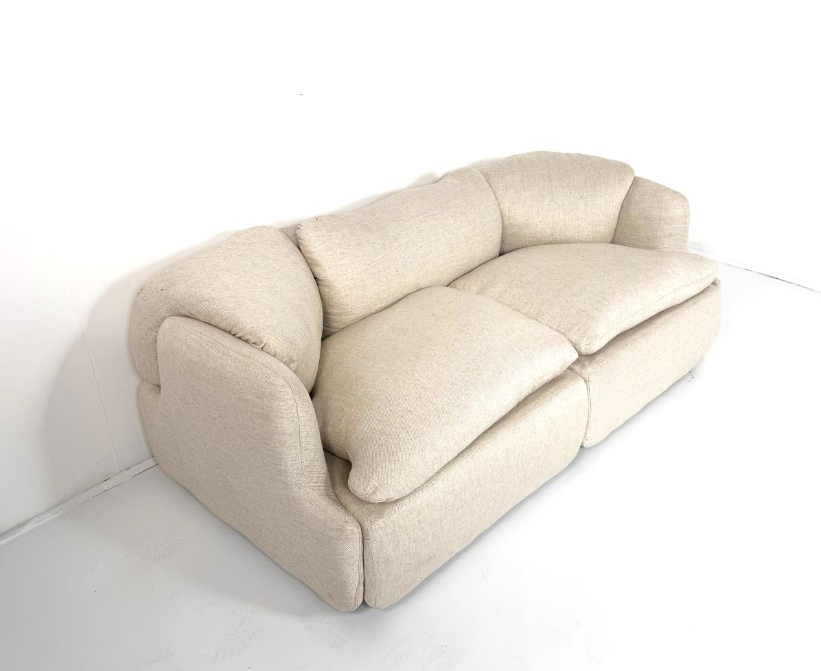 Confidential Sofa by Alberto Rosselli for Saporiti, Italy,1970s - New Beige Upholstery