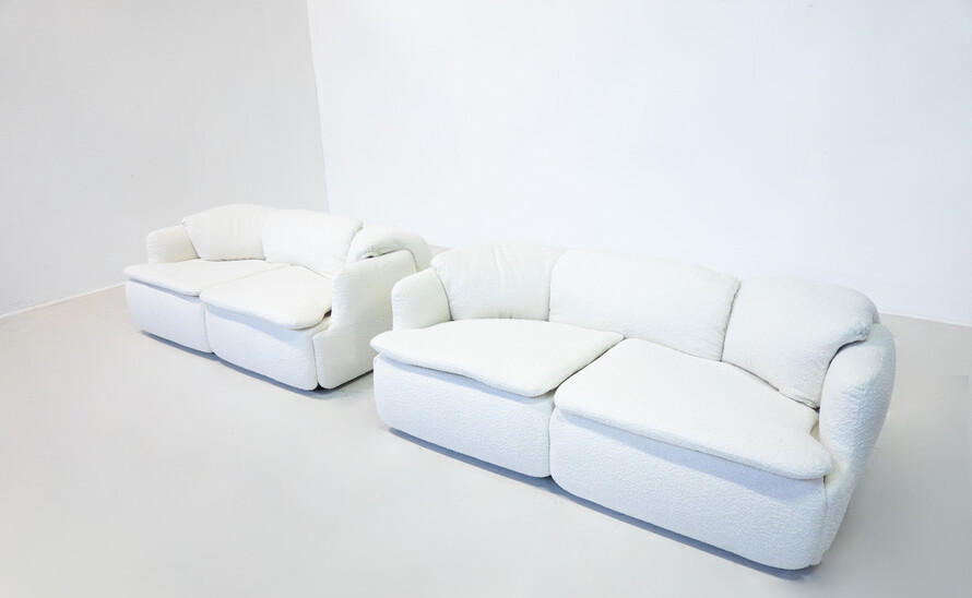 Confidential Sofa by Alberto Rosselli for Saporiti, Italy,1970s - New White Upholstery - 2 Available