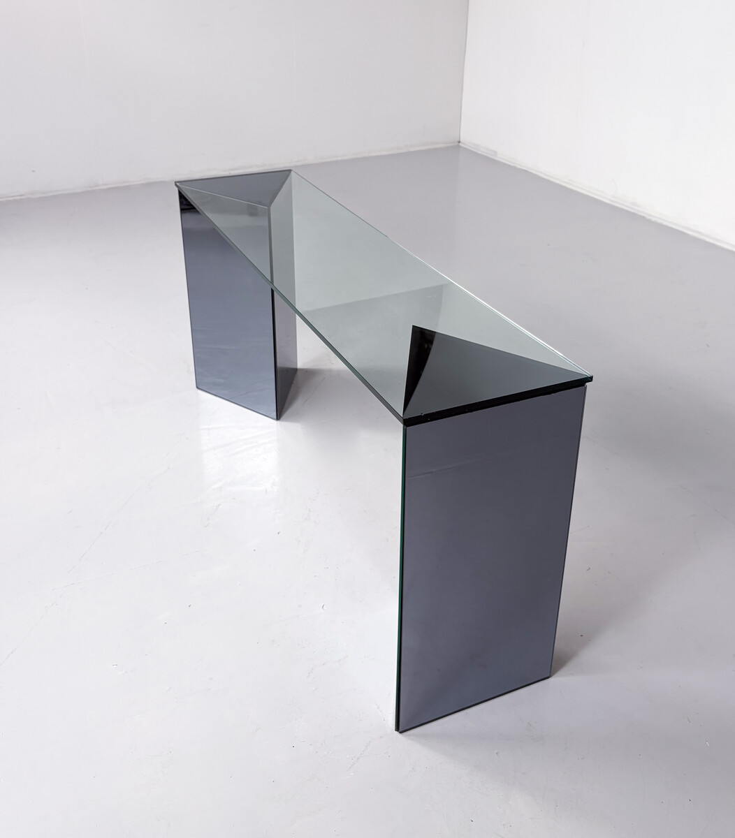 Console by Guiseppe Raimondi for Cristal Art, Mirrored Glass, Italy, 1970s
