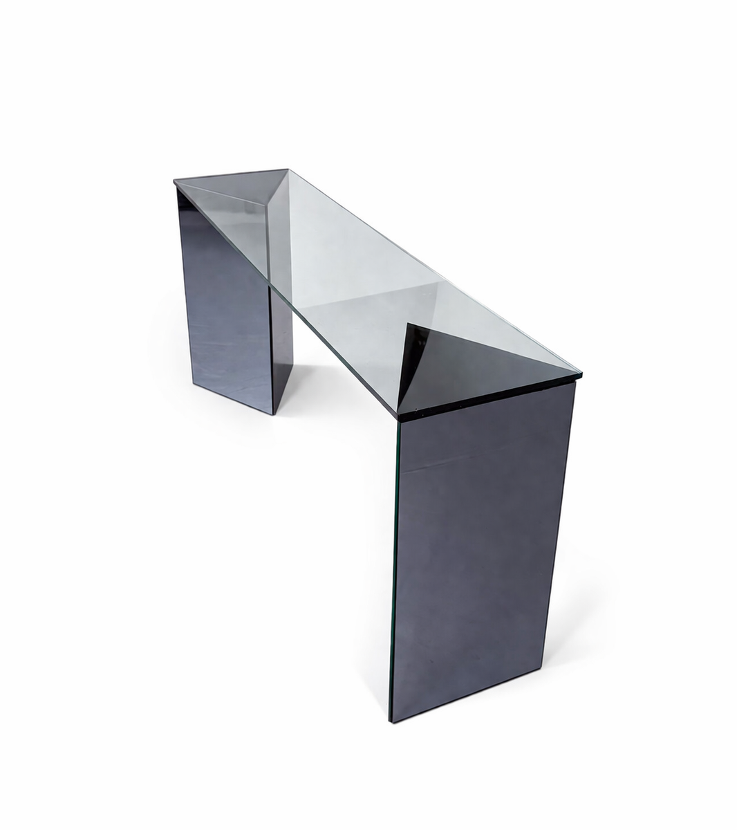 Console by Guiseppe Raimondi for Cristal Art, Mirrored Glass, Italy, 1970s