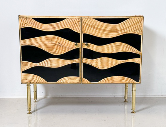 Contemporary Bamboo and Brass Chest, Italy