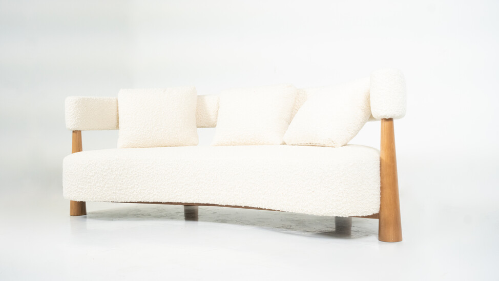 Contemporary Bean Shaped Sofa, White Upholstery, Italy