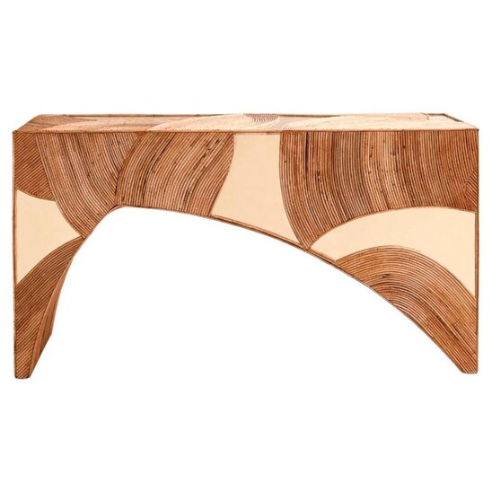 Contemporary Brass and Bamboo Console, Italy