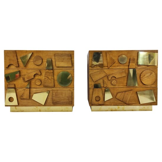 Contemporary Chest of Drawers, Wood and Brass, Italy - Two Available