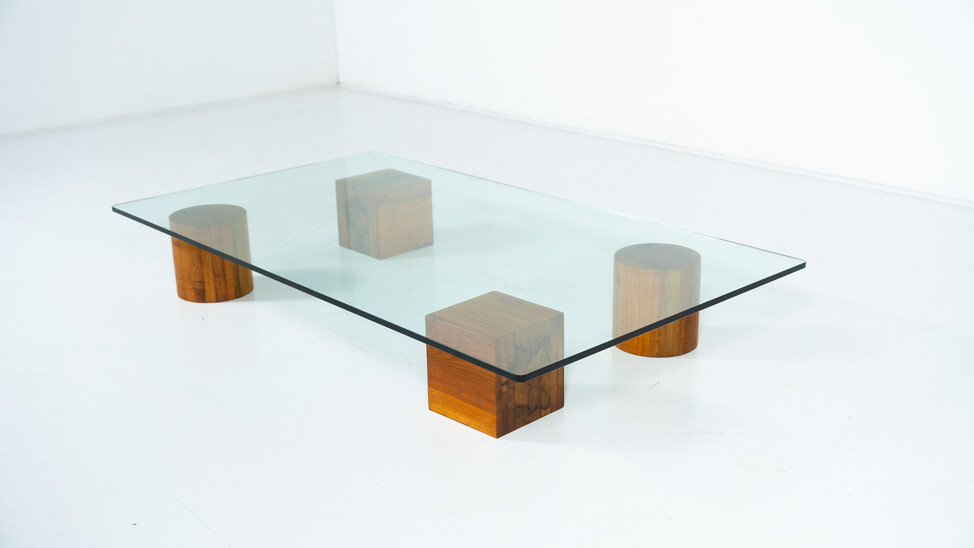 Contemporary Coffee Table, Wood and Glass, Italy
