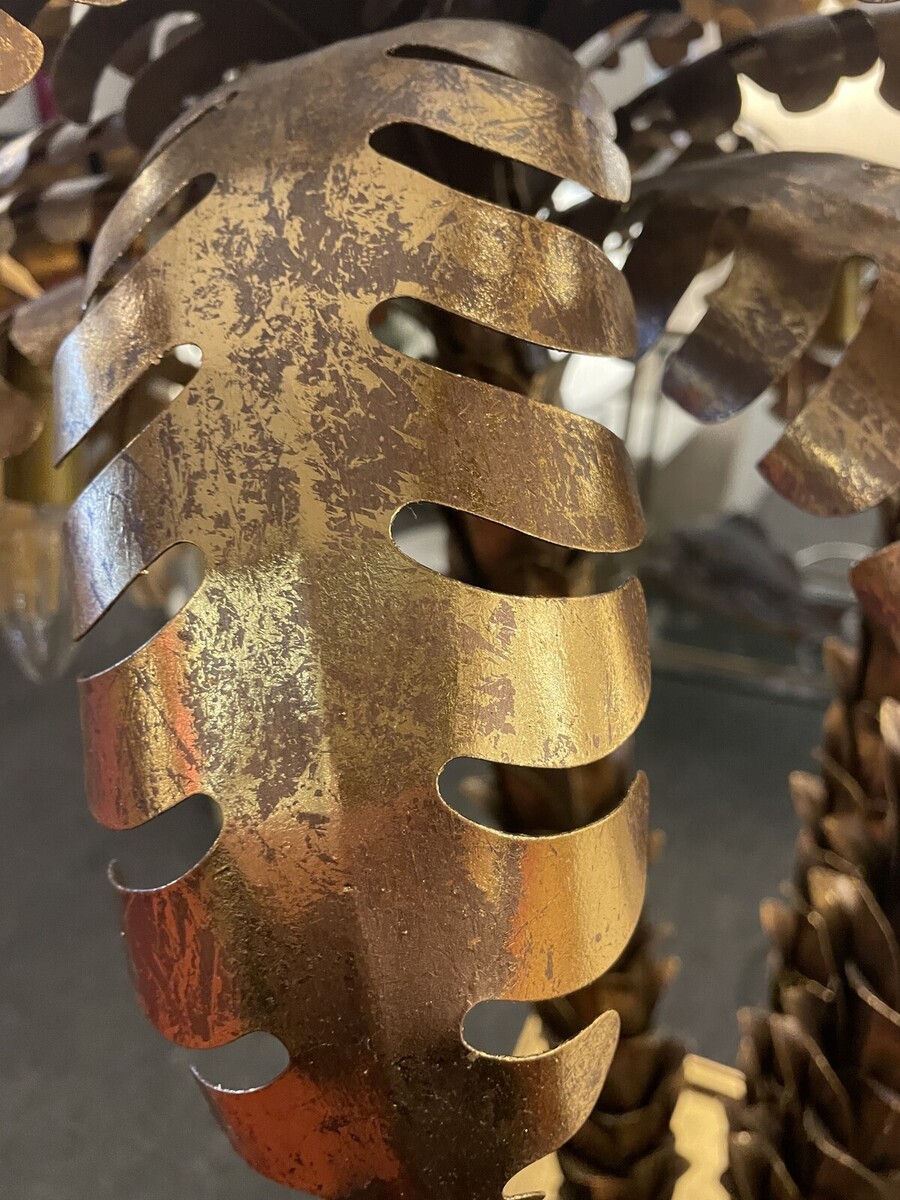 Contemporary Gilded Palm Floor Lamp, Gold Finish