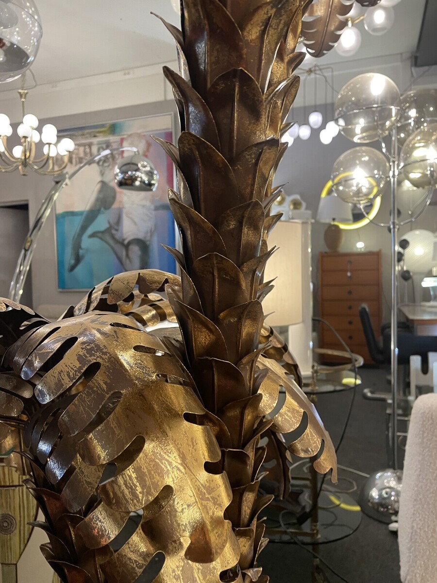 Contemporary Gilded Palm Floor Lamp, Gold Finish