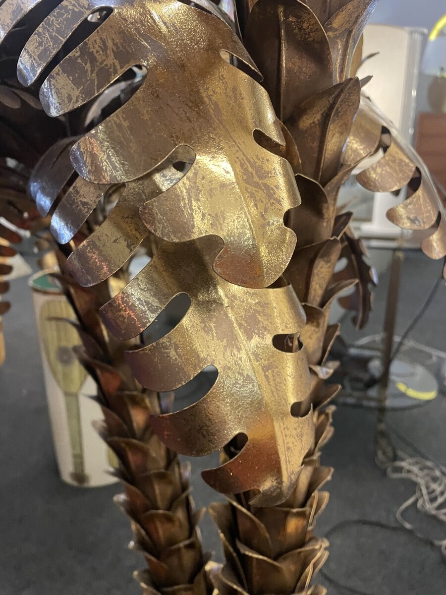 Contemporary Gilded Palm Floor Lamp, Gold Finish