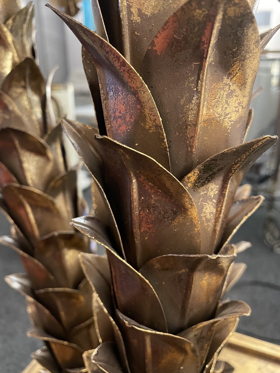 Contemporary Gilded Palm Floor Lamp, Gold Finish