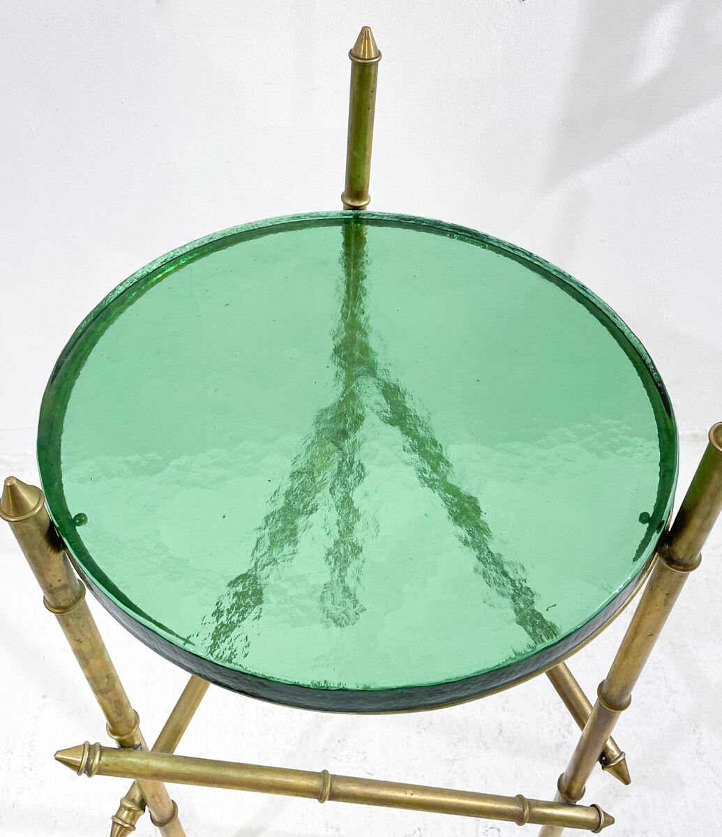 Contemporary Italian Side Table, Brass and Glass