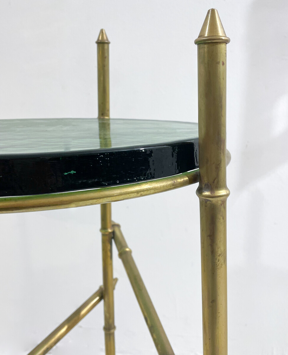 Contemporary Italian Side Table, Brass and Glass